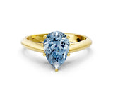 Yellow gold Fancy Blue Pear Cut Diamond Solitaire Engagement Ring with Cathedral Setting and Four-Prong Mount_30