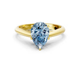 Yellow gold Fancy Blue Pear Cut Diamond Solitaire Engagement Ring with Cathedral Setting and Four-Prong Mount_78