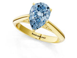 Yellow gold Fancy Blue Pear Cut Diamond Solitaire Engagement Ring with Cathedral Setting and Four-Prong Mount_79