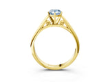 Yellow gold Fancy Blue Pear Cut Diamond Solitaire Engagement Ring with Cathedral Setting and Four-Prong Mount_81