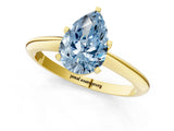 Yellow gold Fancy Blue Pear Cut Diamond Solitaire Engagement Ring with Classic Band and Four-Prong Setting_25
