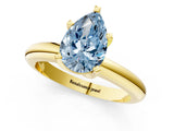Yellow gold Fancy Blue Pear Cut Diamond Solitaire Engagement Ring with Round Band and Four-Prong Setting_139