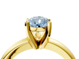 Yellow gold Fancy Blue Pear Cut Diamond Solitaire Engagement Ring with Round Band and Four-Prong Setting_142
