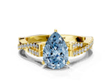 Yellow gold Fancy Blue Pear Cut Diamond Solitaire Engagement Ring with Twisted Pavé Band and Four-Prong Setting_44