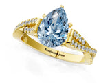 Yellow gold Fancy Blue Pear Cut Diamond Solitaire Engagement Ring with Twisted Pavé Band and Four-Prong Setting_45
