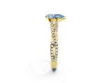 Yellow gold Fancy Blue Pear Cut Diamond Solitaire Engagement Ring with Twisted Pavé Band and Four-Prong Setting_46