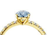 Yellow gold Fancy Blue Pear Cut Diamond Solitaire Pavé Engagement Ring with Round Band and Prong Setting_47