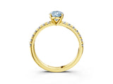 Yellow gold Fancy Blue Pear Cut Diamond Solitaire Pavé Engagement Ring with Round Band and Prong Setting_64