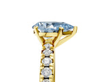 Yellow gold Fancy Blue Pear Cut Diamond Solitaire Pavé Engagement Ring with Round Band and Prong Setting_66