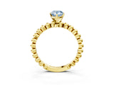 Yellow gold Fancy Blue Pear Cut Diamond Solitaire Ring with Beaded Band and Prong Setting_300
