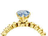 Yellow gold Fancy Blue Pear Cut Diamond Solitaire Ring with Beaded Band and Prong Setting_301