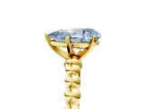 Yellow gold Fancy Blue Pear Cut Diamond Solitaire Ring with Beaded Band and Prong Setting_302