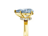 Yellow gold Fancy Blue Pear Cut Diamond Solitaire Ring with Classic Band and Four-Prong Setting_5