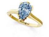 Yellow gold Fancy Blue Pear Cut Diamond Solitaire Ring with Flower Prong Setting and Classic Band_37