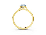 Yellow gold Fancy Blue Pear Cut Diamond Solitaire Ring with Flower Prong Setting and Classic Band_39