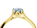 Yellow gold Fancy Blue Pear Cut Diamond Solitaire Ring with Flower Prong Setting and Classic Band_40