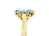 Yellow gold Fancy Blue Pear Cut Diamond Solitaire Ring with Flower Prong Setting and Classic Band_41