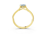 Yellow gold Fancy Blue Pear Cut Diamond Solitaire Ring with Flower Prong Setting and Classic Band_79