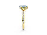 Yellow gold Fancy Blue Pear Cut Diamond Solitaire Ring with Four-Prong Setting and Pavé Band_5