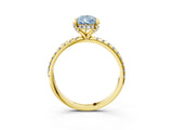 Yellow gold Fancy Blue Pear Cut Diamond Solitaire Ring with Four-Prong Setting and Pavé Band_6