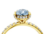 Yellow gold Fancy Blue Pear Cut Diamond Solitaire Ring with Four-Prong Setting and Pavé Band_7