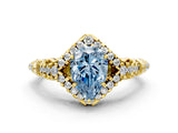 Yellow gold Fancy Blue Pear Cut Diamond Solitaire Ring with Hidden Halo and Pavé Band_27