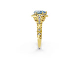 Yellow gold Fancy Blue Pear Cut Diamond Solitaire Ring with Hidden Halo and Pavé Band_29