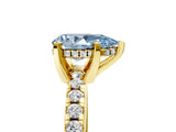 Yellow gold Fancy Blue Pear Cut Diamond Solitaire Ring with Pavé Band and Four-Prong Setting_49