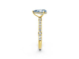 Yellow gold Fancy Blue Pear Cut Diamond Solitaire Ring with Pavé Band and Hidden Halo_27