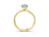 Yellow gold Fancy Blue Pear Cut Diamond Solitaire Ring with Pavé Band and Hidden Halo_28