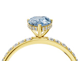 Yellow gold Fancy Blue Pear Cut Diamond Solitaire Ring with Pavé Band and Hidden Halo_29