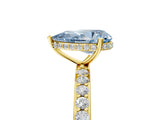 Yellow gold Fancy Blue Pear Cut Diamond Solitaire Ring with Pavé Band and Hidden Halo_30