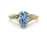 Yellow gold Fancy Blue Pear Cut Diamond Solitaire Ring with Pavé Band and Prong Setting_12