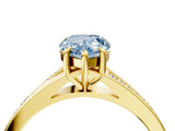Yellow gold Fancy Blue Pear Cut Diamond Solitaire Ring with Pavé Band and Prong Setting_16