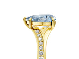 Yellow gold Fancy Blue Pear Cut Diamond Solitaire Ring with Pavé Band and Prong Setting_17