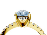 Yellow gold Fancy Blue Pear Cut Diamond Solitaire Ring with Round  Pavé Band and Four-Prong Setting_52