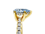 Yellow gold Fancy Blue Pear Cut Diamond Solitaire Ring with Round  Pavé Band and Four-Prong Setting_53