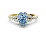 Yellow gold Fancy Blue Pear Cut Diamond Solitaire Ring with Side Stones and Four-Prong Setting_37