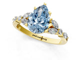 Yellow gold Fancy Blue Pear Cut Diamond Solitaire Ring with Side Stones and Four-Prong Setting_38
