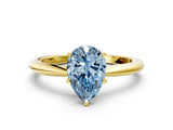 Yellow gold Fancy Blue Pear Cut Diamond Solitaire Ring with Six-Prong Setting and Classic Band_284