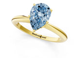 Yellow gold Fancy Blue Pear Cut Diamond Solitaire Ring with Six-Prong Setting and Classic Band_285