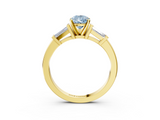 Yellow gold Fancy Blue Pear  Cut Diamond Solitaire Ring with Tapered Baguette Accents and Four-Prong Setting_48