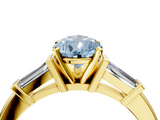 Yellow gold Fancy Blue Pear  Cut Diamond Solitaire Ring with Tapered Baguette Accents and Four-Prong Setting_49