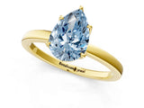 Yellow gold Fancy Blue Pear Cut Diamond Solitaire Ring with Thin Band and Prong Setting_13