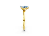Yellow gold Fancy Blue Pear Cut Diamond Solitaire Ring with Thin Band and Prong Setting_14