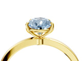 Yellow gold Fancy Blue Pear Cut Diamond Solitaire Ring with Thin Band and Prong Setting_16