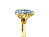 Yellow gold Fancy Blue Pear Cut Diamond Solitaire Ring with Thin Band and Prong Setting_17