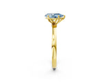 Yellow gold Fancy Blue Pear Cut Diamond Solitaire Ring with Thin Band and Prong Setting_26