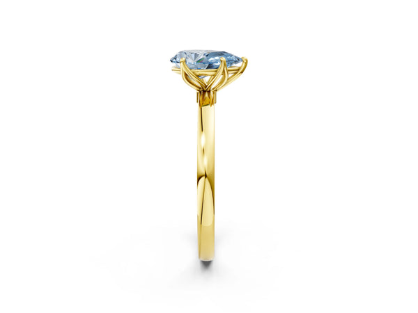 Yellow Gold Pear-Shaped Solitaire Engagement Ring Setting for Fancy Blue Center with Thin Band
