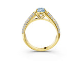 Yellow gold Fancy Blue Pear Cut Diamond Solitaire Ring with Three-Row Pavé Band and Four-Prong Setting_41